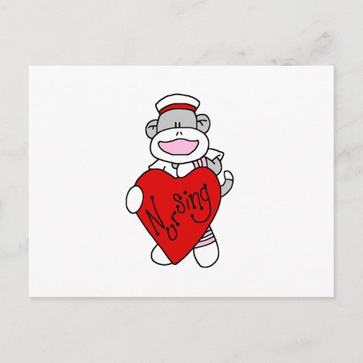 Carte Postale Sock Monkey I Love Nursing T-shirts et cadeaux (Devant)