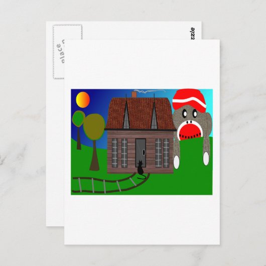 Carte Postale Sock Monkey Over the Horizon — Art (Devant / Derrière)