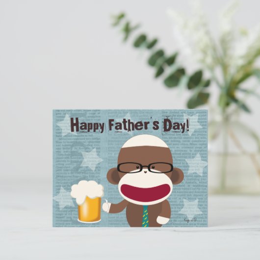 Carte postale Sock Monkey Papa (Debout devant)