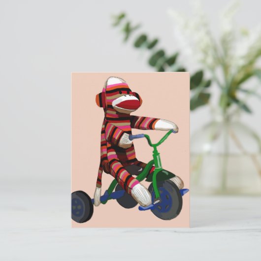Carte Postale Sock Monkey Tricycle (Debout devant)