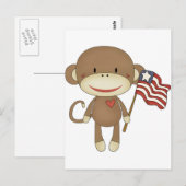 Carte Postale Sock singe avec drapeau (Devant / Derrière)