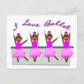 Carte Postale sock singe   "I LOVE BALLET" (Devant)