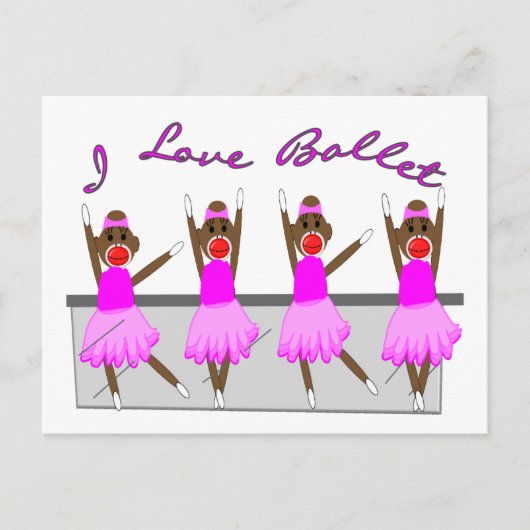 Carte Postale sock singe   "I LOVE BALLET" (Devant)