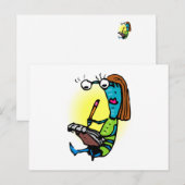 Carte Postale Sœur Alien Écrivant des Notes (Devant / Derrière)