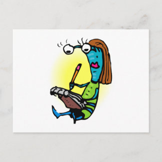 Carte Postale Sœur Alien Écrivant des Notes