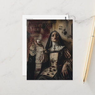 Carte Postale Sœur Cherry et son chat prennent le thé