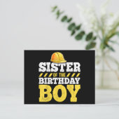 Carte Postale Sœur du garçon d'anniversaire Construction Anniver (Debout devant)