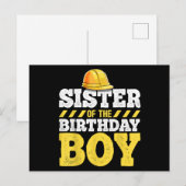 Carte Postale Sœur du garçon d'anniversaire Construction Anniver (Devant / Derrière)
