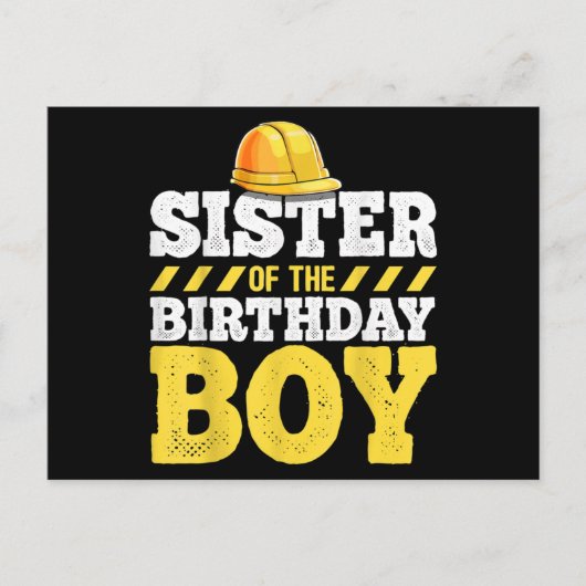 Carte Postale Sœur du garçon d'anniversaire Construction Anniver (Devant)