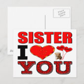 Carte Postale Soeur Je T'Aime (Devant / Derrière)