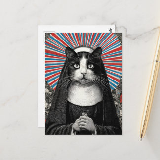 Carte Postale Sœur Kitty unique la nonne chat