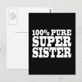 Carte Postale Soeurs Anniversaire Fêtes 100% Pure Super Soeur (Devant / Derrière)