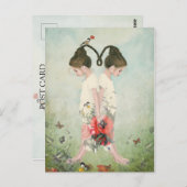 Carte Postale Soeurs, jumeaux, beaux-arts, (Devant / Derrière)