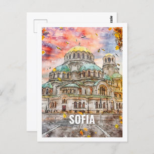 Carte Postale Sofia Bulgarie Fameux Voyage Aquarelle Sketch