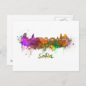 Carte Postale Sofia skyline in watercolor (Devant / Derrière)