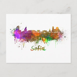 Carte Postale Sofia skyline in watercolor