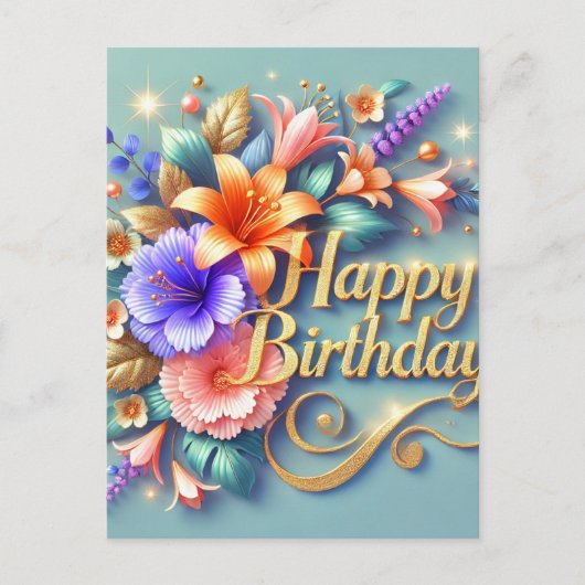 Carte postale Soft Floral Anniversaire (Devant)