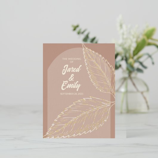 Carte postale Soft Mocha Feuilles Foil (Debout devant)