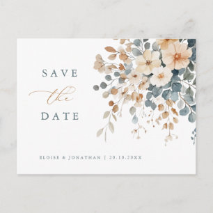 Carte Postale Soft Muted Earthy Tone Floral Enregistrer la date