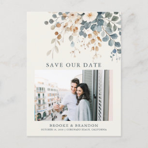 Carte Postale Soft Muted Earthy Tone Floral Photo Enregistrer la