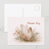 Carte Postale Soft Neutral Boho Feather Botanical Watercolor  (Devant / Derrière)