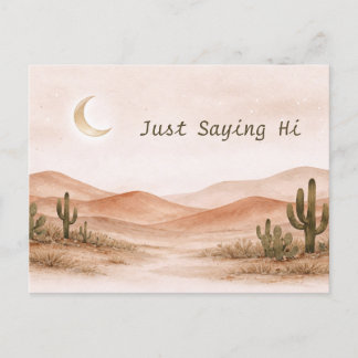 Carte Postale Soft Neutral Desert Moonlight Cactus Landscape