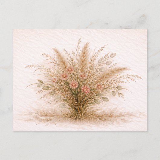 Carte Postale Soft Neutral Wildflower Pampas Grass Botanical  (Devant)