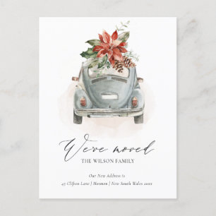 Carte Postale Soft Poinsettia Floral Voiture de Noël Nous avons