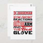 Carte Postale Softball 3e Baseman 3e Base (Devant / Derrière)