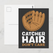 Carte Postale Softball - Attrapeuse cheveux n'ont pas d'importan (Devant / Derrière)