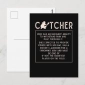 Carte Postale Softball Catcher Girl Funny Baseball Player Humour (Devant / Derrière)