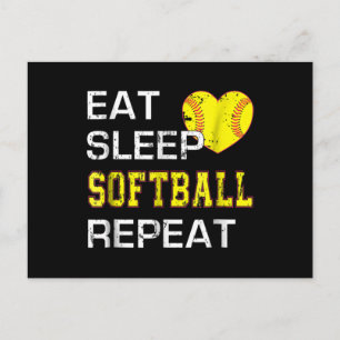 Carte Postale Softball Eat Sleep Softball Répétition