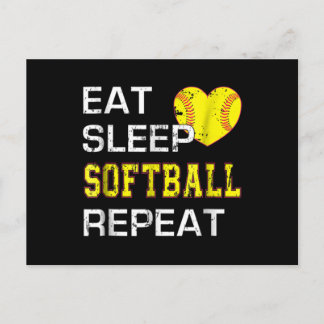 Carte Postale Softball Eat Sleep Softball Répétition