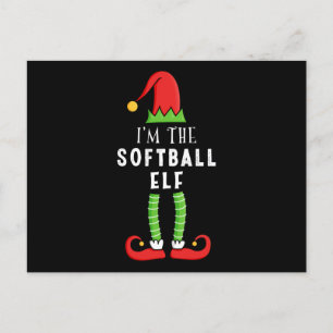 Carte Postale Softball Elf Noël jumelé cadeau de famille