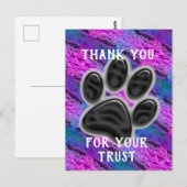 Carte Postale Soigneur d'animaux Stripe Patte de chien Remerciem (Devant / Derrière)