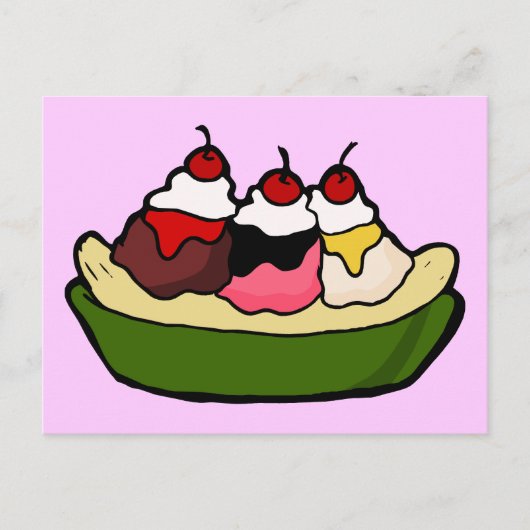Carte Postale Soin à la crème glacée sucrée à la Banana Split (Devant)
