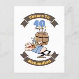 Carte Postale Soins À 40 Ans Drôle Bière Anniversaire Cartoon