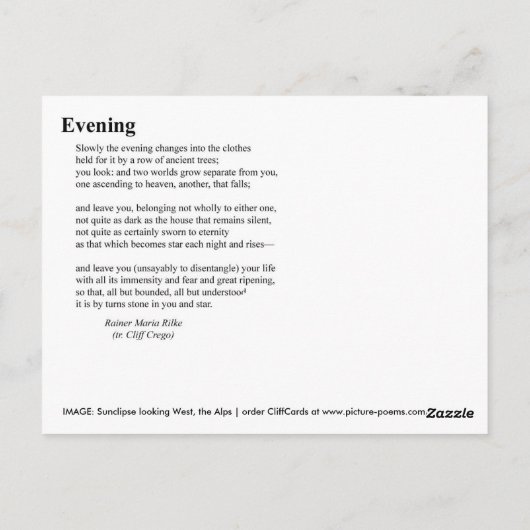 CARTE POSTALE SOIR (Dos)