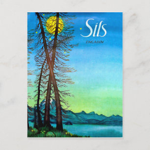 Carte Postale Soir à Sils, Engadine, Suisse, vintage