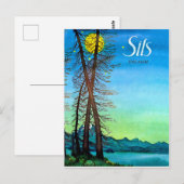 Carte Postale Soirée à Sils, Engadin, Suisse, vintage (Devant / Derrière)