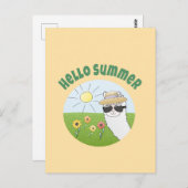 Carte Postale Soirée alpaka Hello Summer Alpaca (Devant / Derrière)