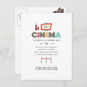Carte Postale Soirée cinéma rétro pour anniversaire (Devant / Derrière)