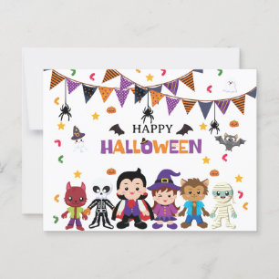 Carte Postale Soirée Costume d'Halloween pour les petits