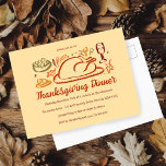 Carte Postale Soirée d'Action de grâces Whimsgiving Friendsgivin<br><div class="desc">Carte postale parfaite pour une invitation amusante à dîner d'automne! L'art fait main pour vous ! Parfait pour des vacances Thanksgiving, Friendsgiving, automne, dîner ou autre événement. ENTIÈREMENT PERSONNALISABLE ! Cliquez sur "Personnaliser" ci-dessus pour modifier le texte. Cliquez sur "modifier à l'aide de l'outil de conception" pour ajuster les polices,...</div>