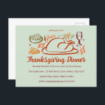 Carte Postale Soirée d'Action de grâces Whimsgiving Friendsgivin<br><div class="desc">Carte postale parfaite pour une invitation amusante à dîner d'automne! L'art fait main pour vous ! Parfait pour des vacances Thanksgiving, Friendsgiving, automne, dîner ou autre événement. ENTIÈREMENT PERSONNALISABLE ! Cliquez sur "Personnaliser" ci-dessus pour modifier le texte. Cliquez sur "modifier à l'aide de l'outil de conception" pour ajuster les polices,...</div>