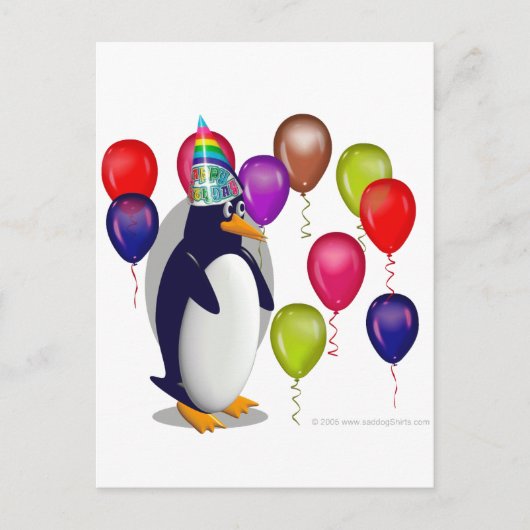 Carte Postale Soirée d'anniversaire de Penguin (Devant)