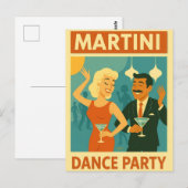 Carte Postale Soirée Dansante Martini Milieu de Siècle (Devant / Derrière)
