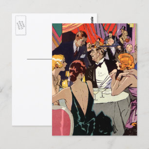Carte Postale Soirée de cocktail Art Déco vintage dans une boîte