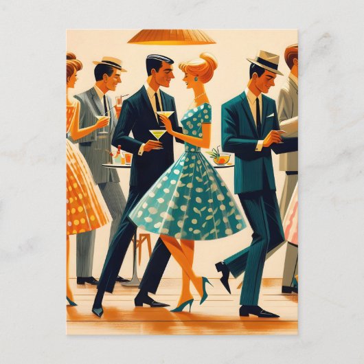 Carte Postale Soirée de cocktail dansant Mid Century Modern Mart (Devant)