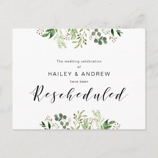 Carte Postale Soirée de mariage moderne Noir vert reprogrammée (Devant)